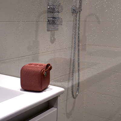 Rockbox Bold S Bluetooth Speaker in the bathroom